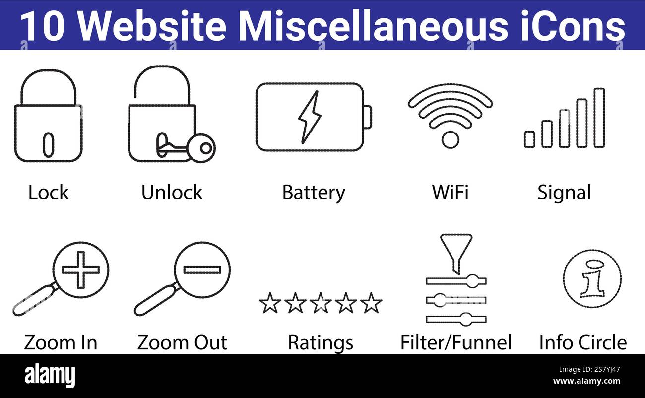 10 icônes diverses du site web définies Illustration de Vecteur