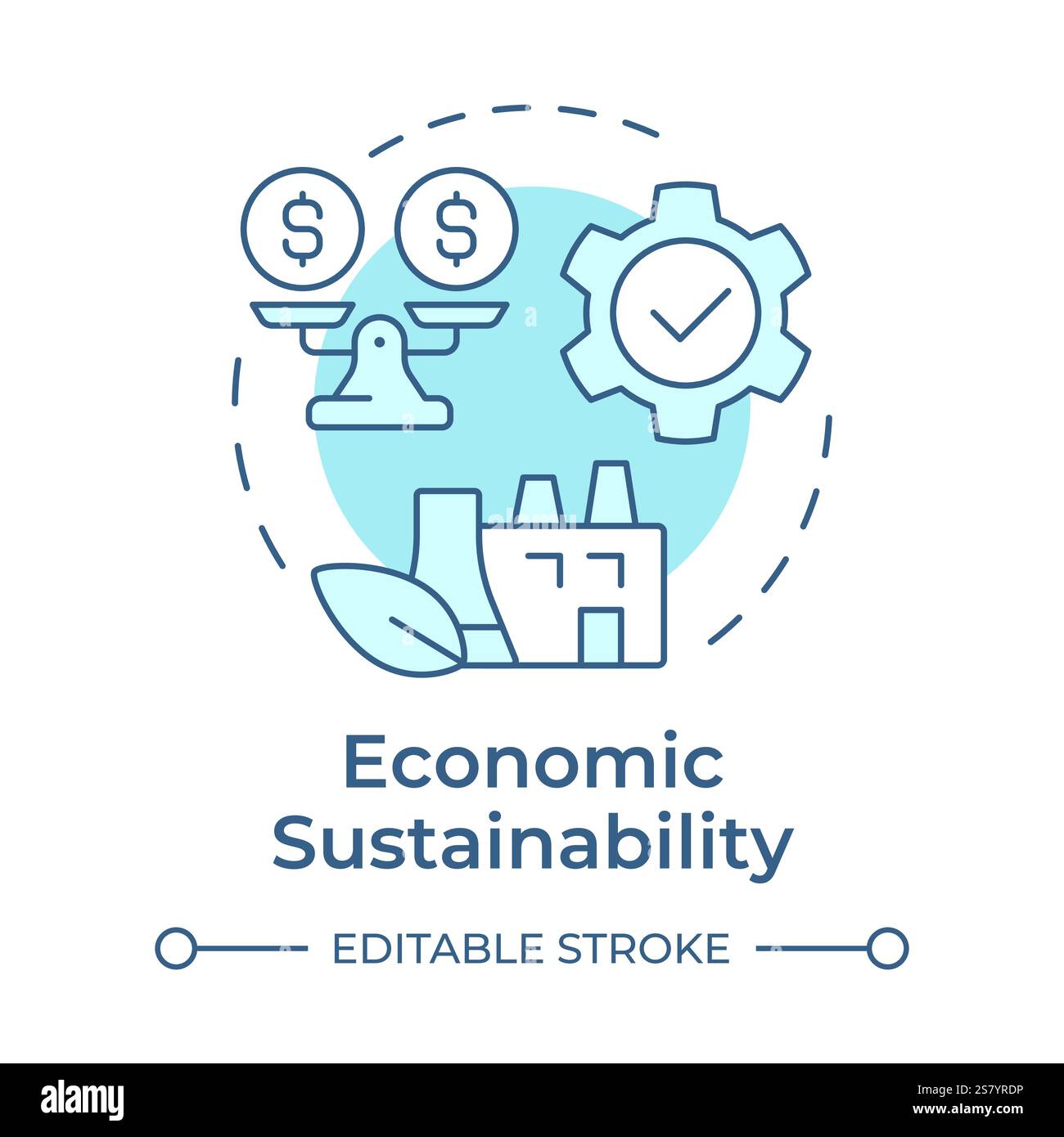 Icône de concept bleu doux de durabilité économique Illustration de Vecteur