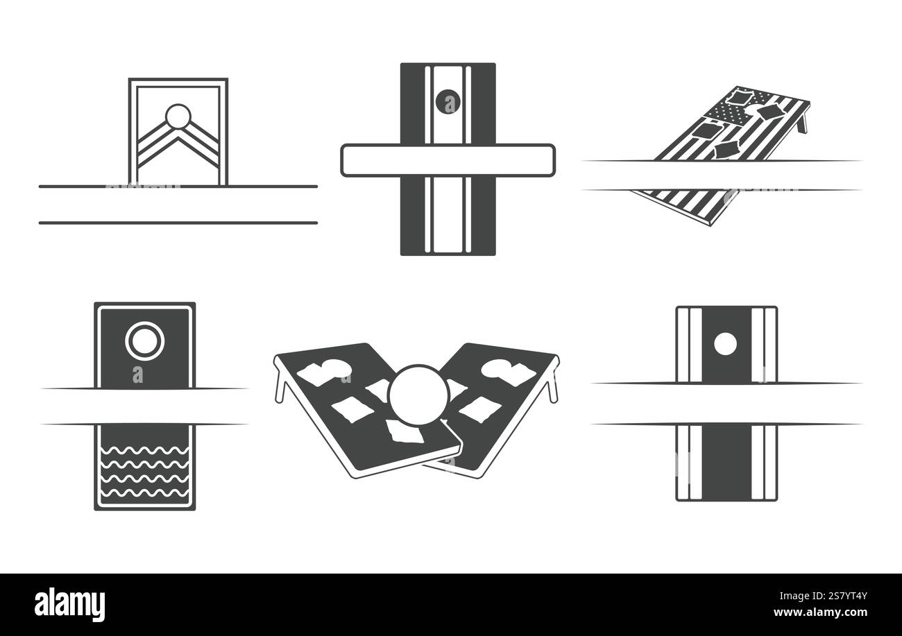 Monogramme de panneau de trou de maïs, monogramme de panneau de trou de maïs, panneau de trou de maïs, silhouette de panneau de trou de maïs, monogramme de cercle, monogramme divisé Illustration de Vecteur