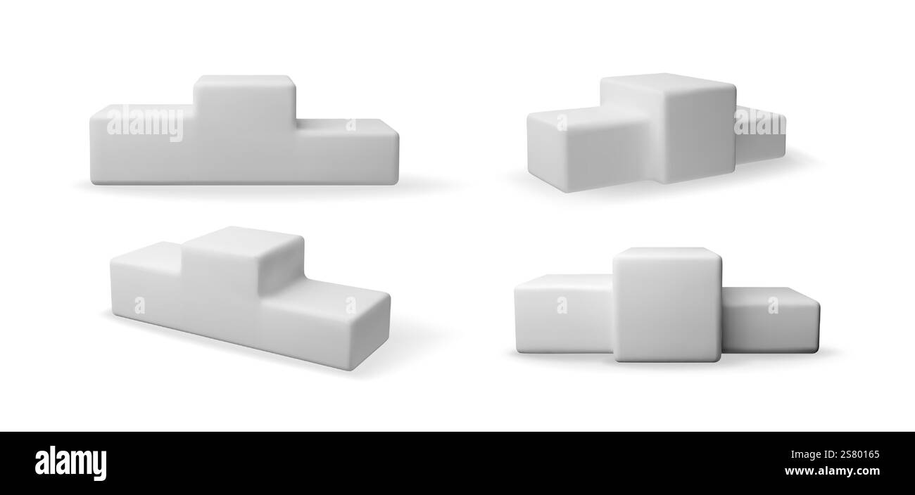 Ensemble 3D de prix de sport de podium gris Illustration de Vecteur