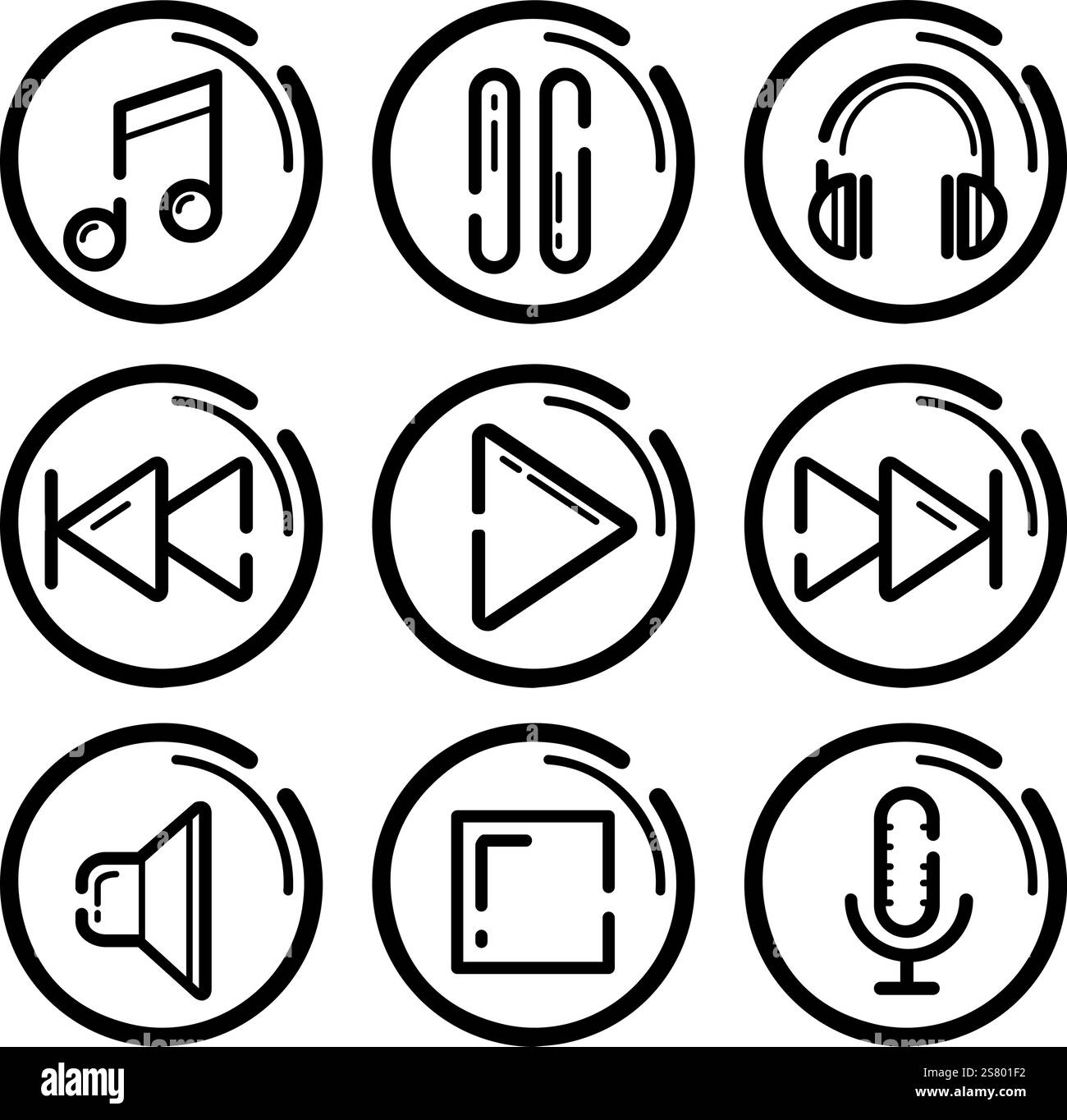 Ensemble d'icônes de ligne vectorielle liées à la musique. Pack de symboles linéaires premium. Illustration vectorielle isolée sur un fond blanc. Symboles Web pour les sites Web et Illustration de Vecteur