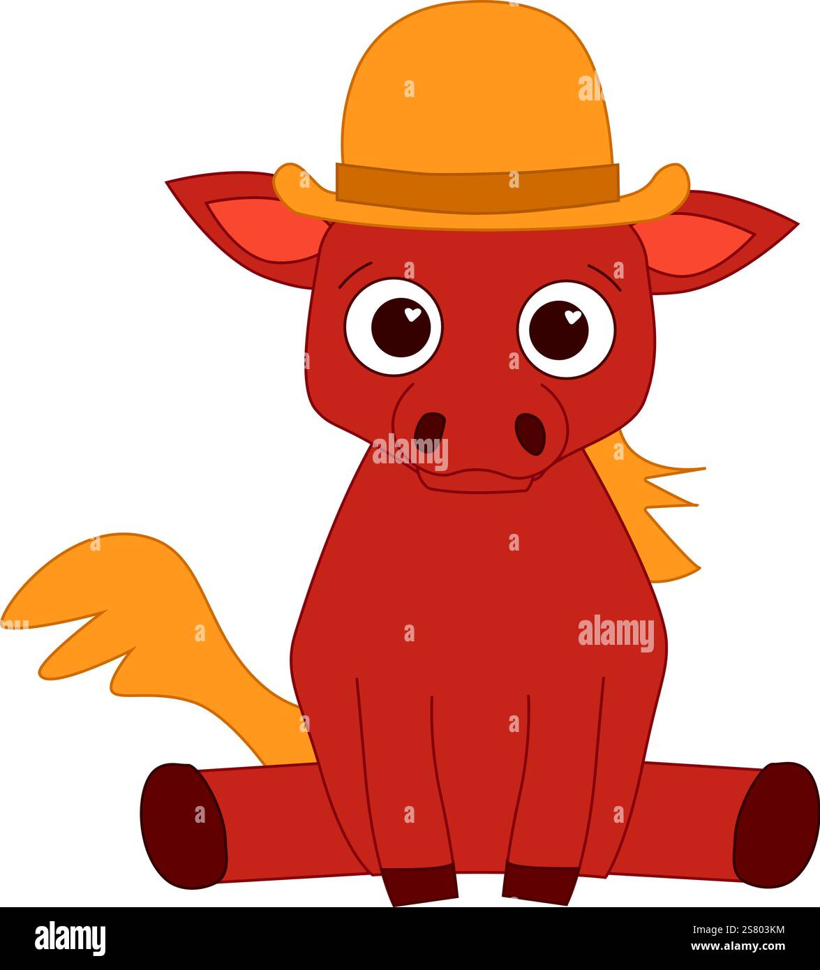 cheval dans le chapeau de cylindre illustration vectorielle de ligne graphique d'esquisse de couleur. Chine nouvel an caractère. Imitation de planches à gratter. Illustration de Vecteur