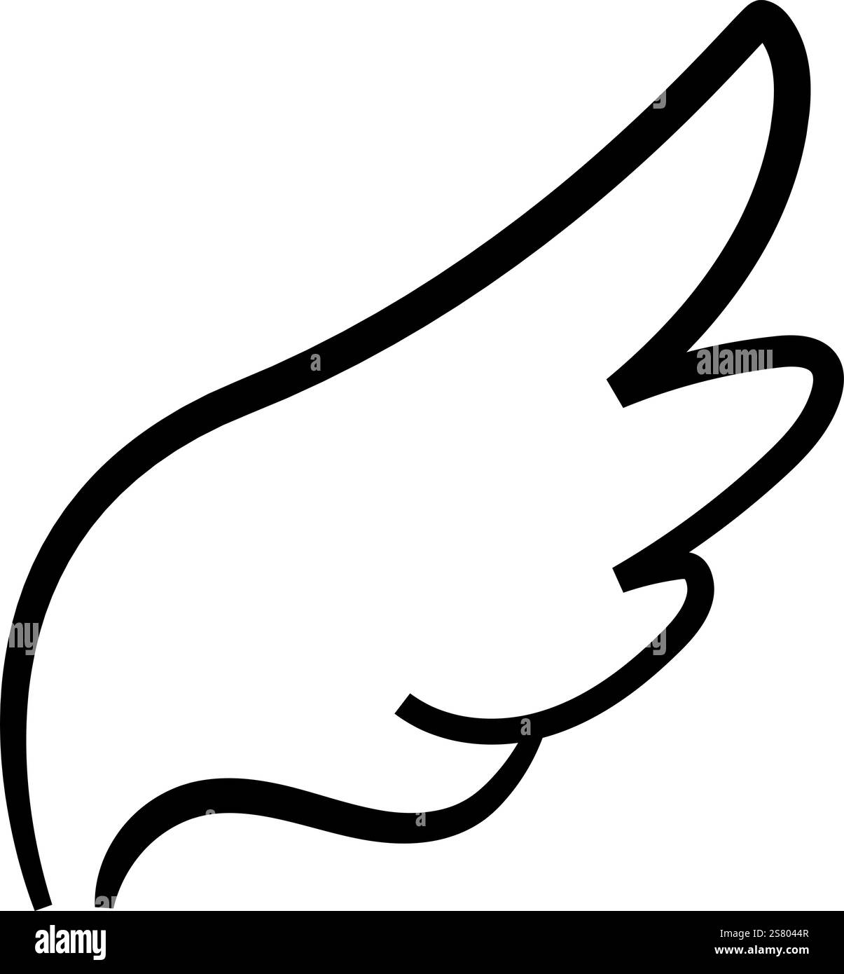 Aile d'oiseau stylisée étalant ses plumes, symbolisant la liberté, l'espoir et la croissance spirituelle, dessinée avec une seule ligne continue sur fond blanc Illustration de Vecteur