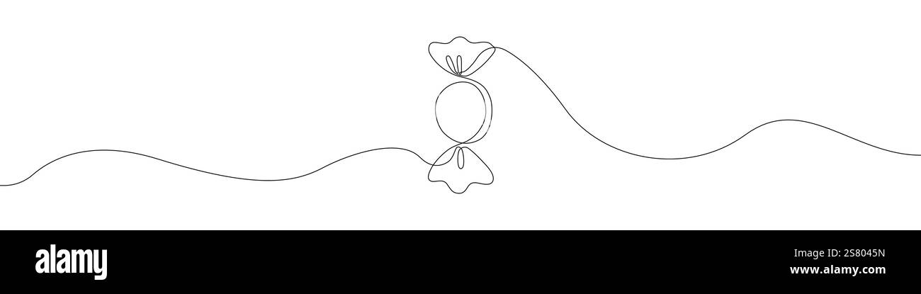 Fond de vecteur d'icône de bonbon d'une ligne. Icône sucette. Contour continu d'une icône de sucette. Illustration de Vecteur