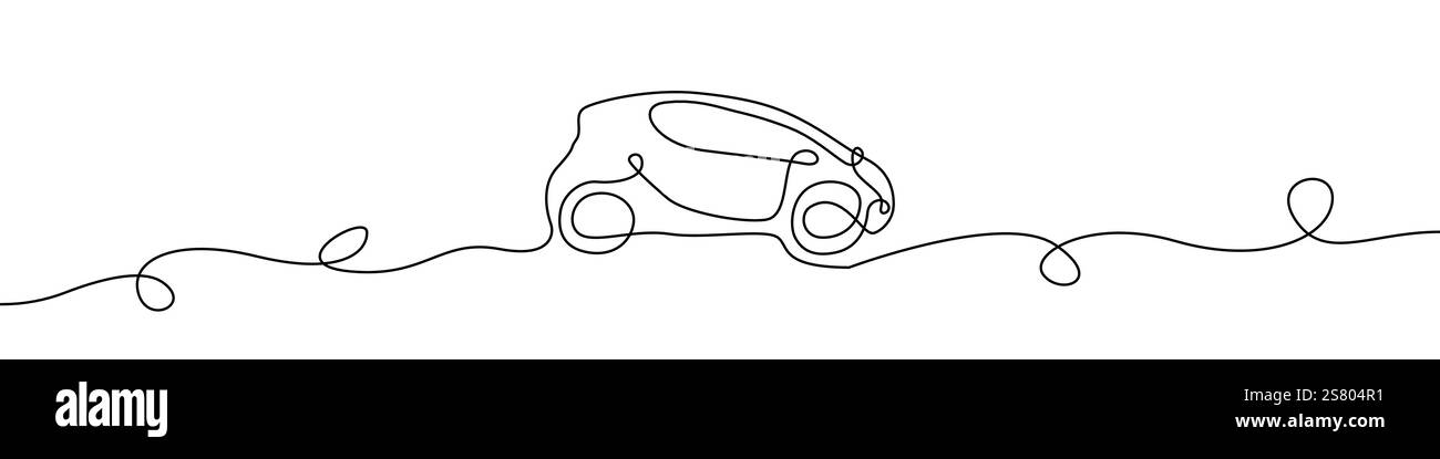 Fond de vecteur d'icône de voiture électrique d'une ligne. Icône écologie. Contour continu d'une icône de voiture. Illustration de Vecteur