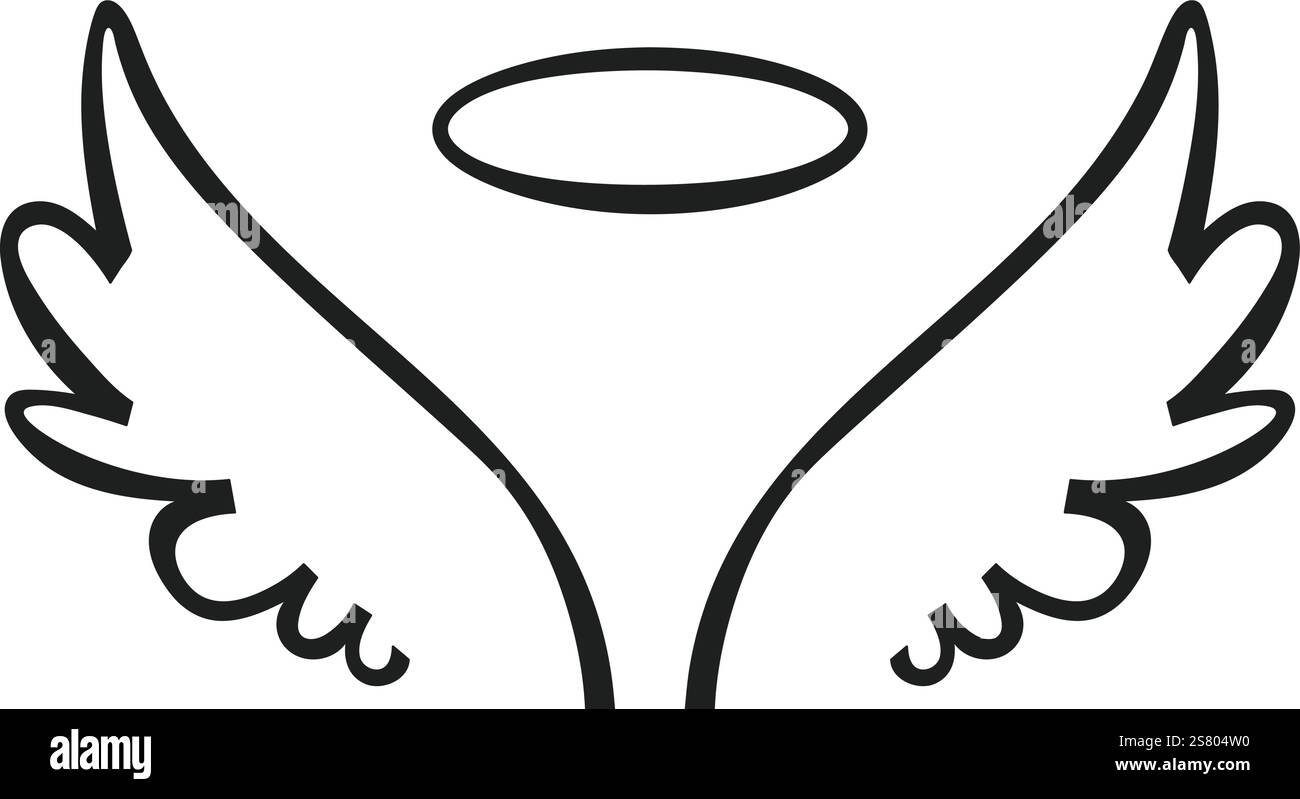 Illustration simple d'ailes d'ange et de halo symbolisant l'innocence, la spiritualité et la présence divine, idéal pour les conceptions religieuses ou spirituelles Illustration de Vecteur