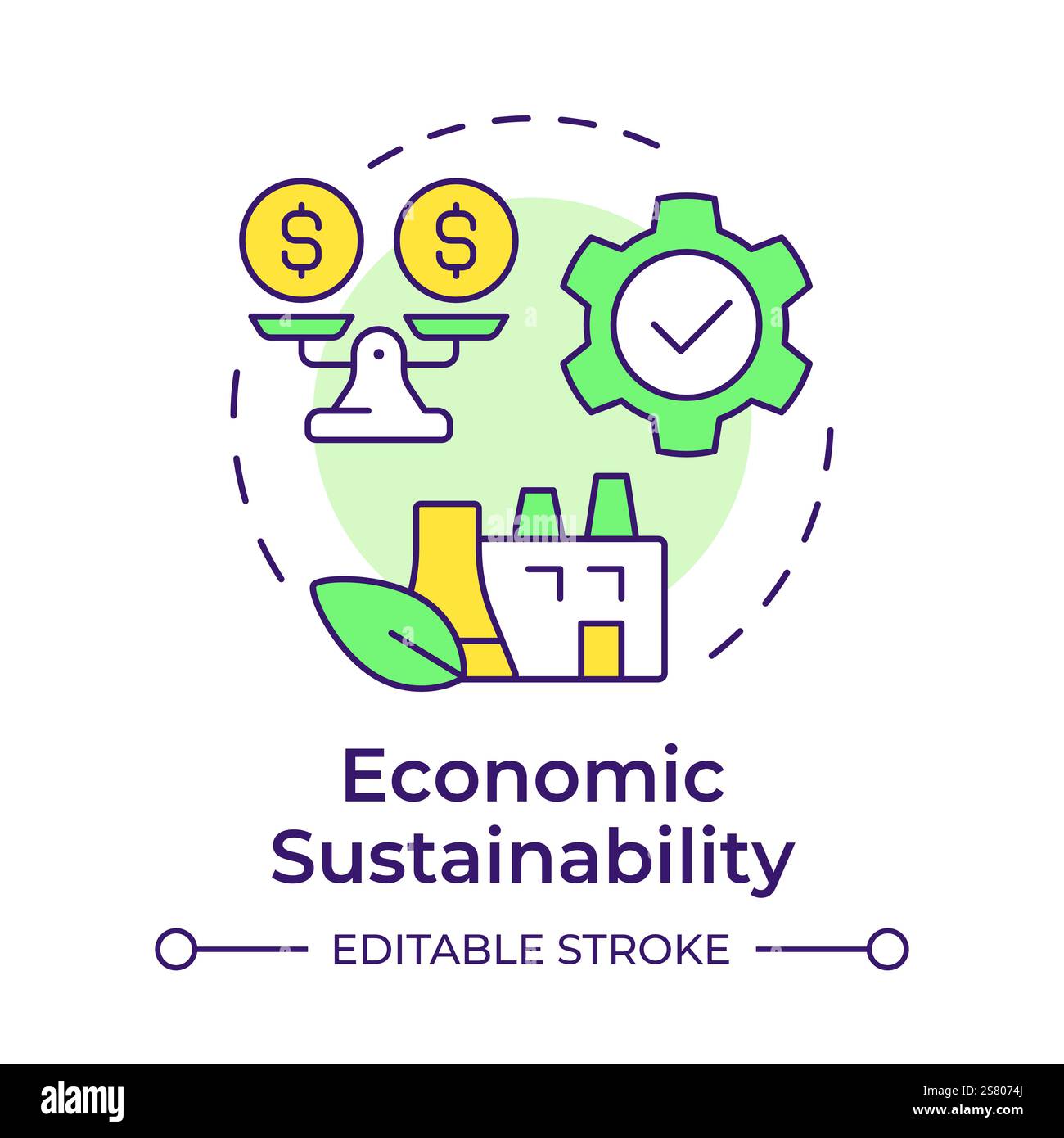 Icône de concept multicolore de durabilité économique Illustration de Vecteur