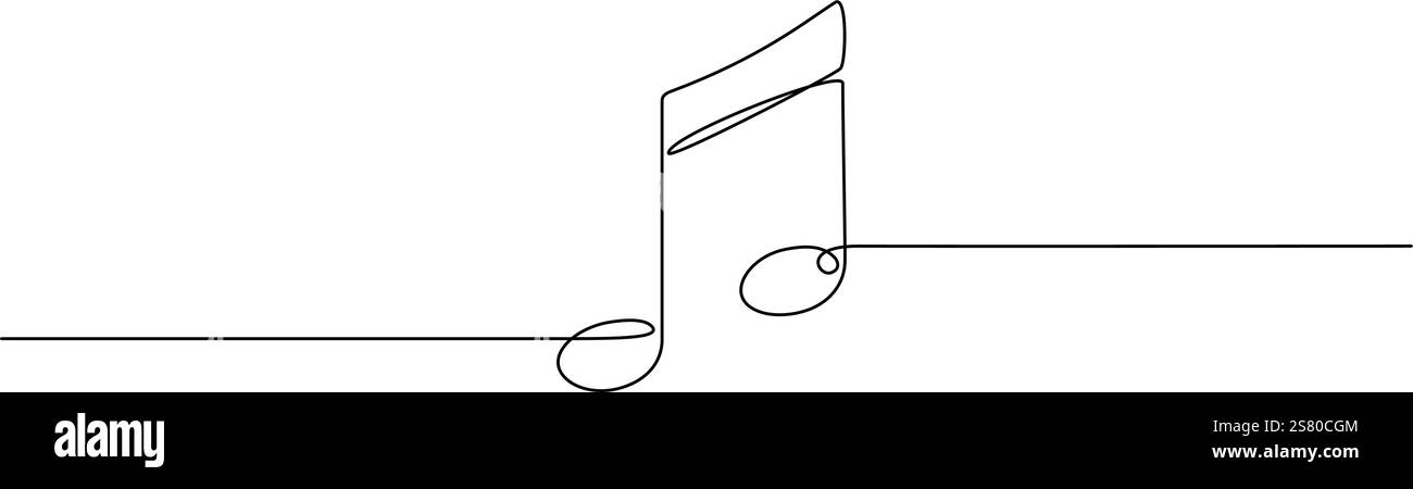 dessin simple ligne continu de notes de musique, illustration vectorielle d'art de ligne de musique Illustration de Vecteur