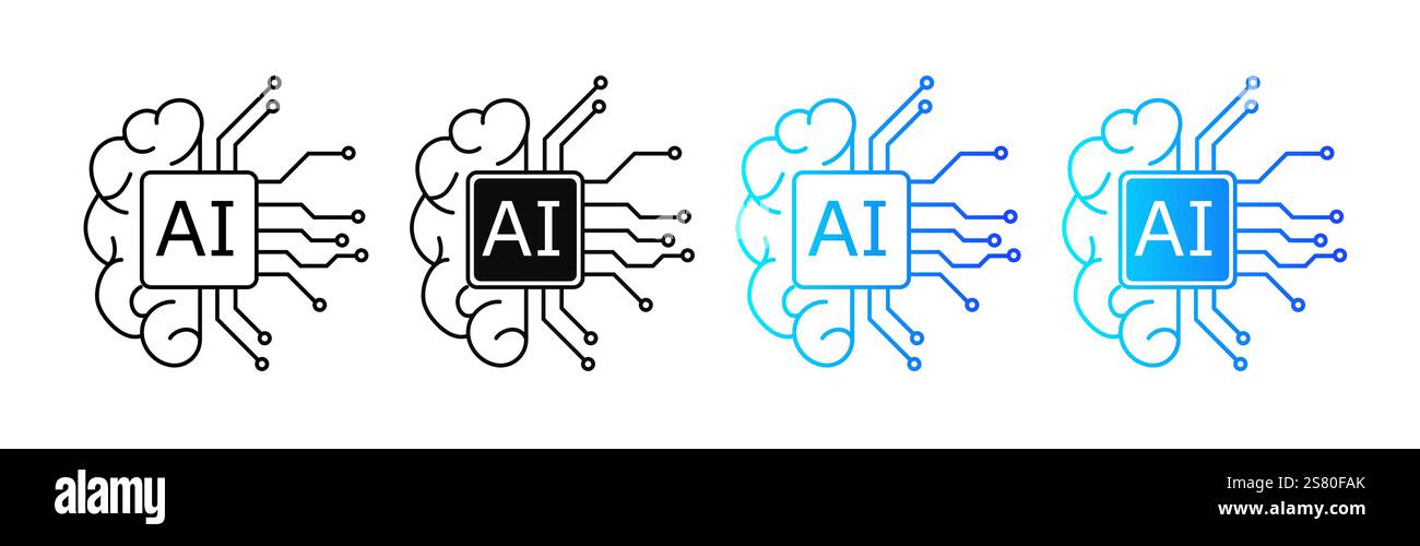 Logo Digital Brain avec circuits pour l'IA et les thèmes de l'innovation. Illustration de Vecteur