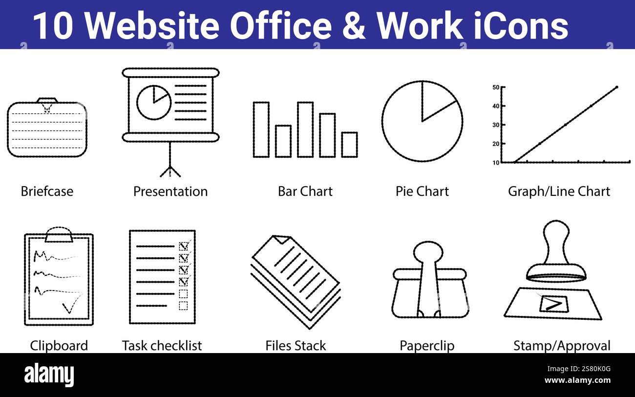 10 icônes de bureau et de travail de site web Illustration de Vecteur