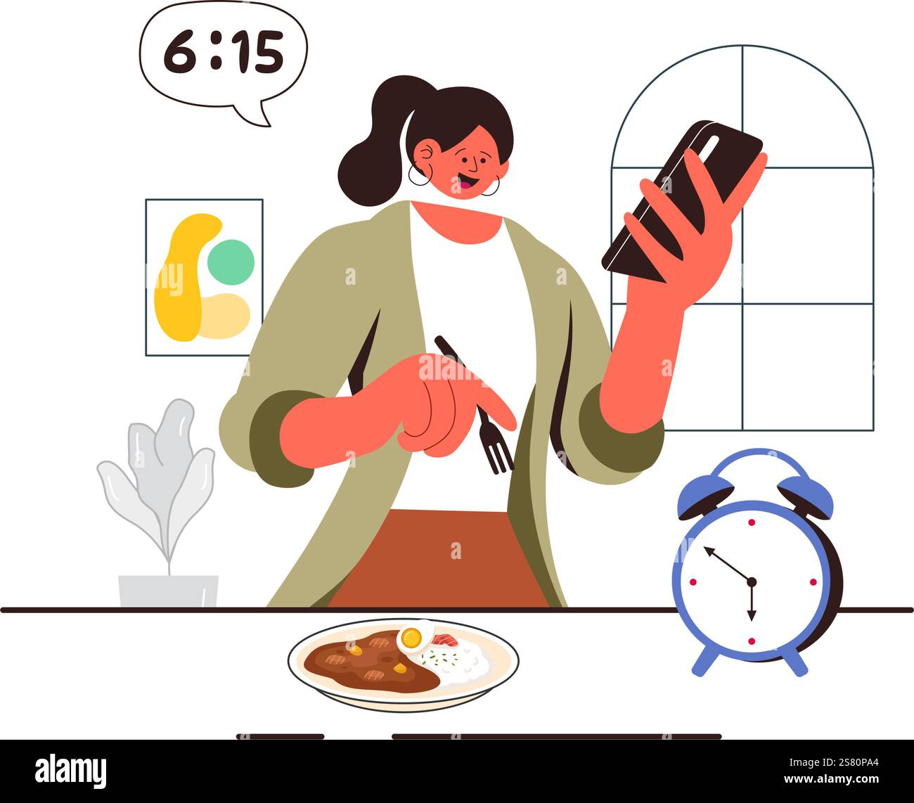 Morning Rush illustration vectorielle mettant en vedette les gens qui se précipitent dans les entreprises, Morning City Life, Time Management, et l'urgence du temps qui s'écoule Illustration de Vecteur