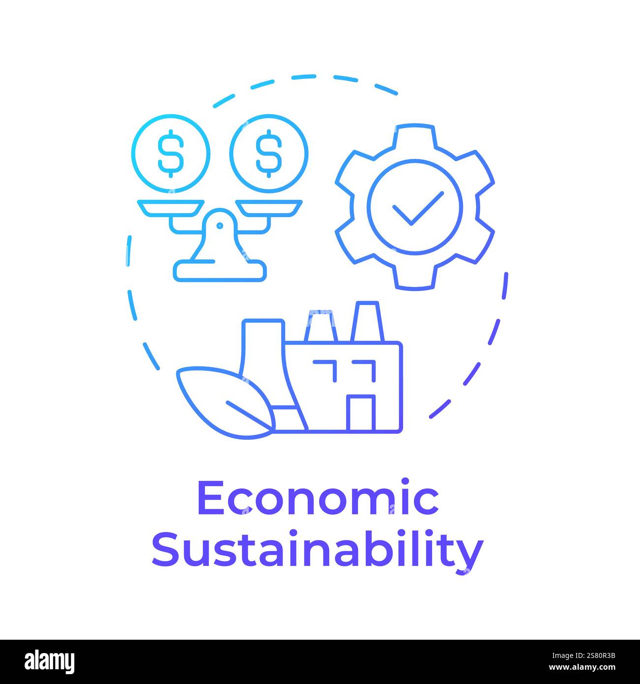 Icône de concept de dégradé bleu de durabilité économique Illustration de Vecteur