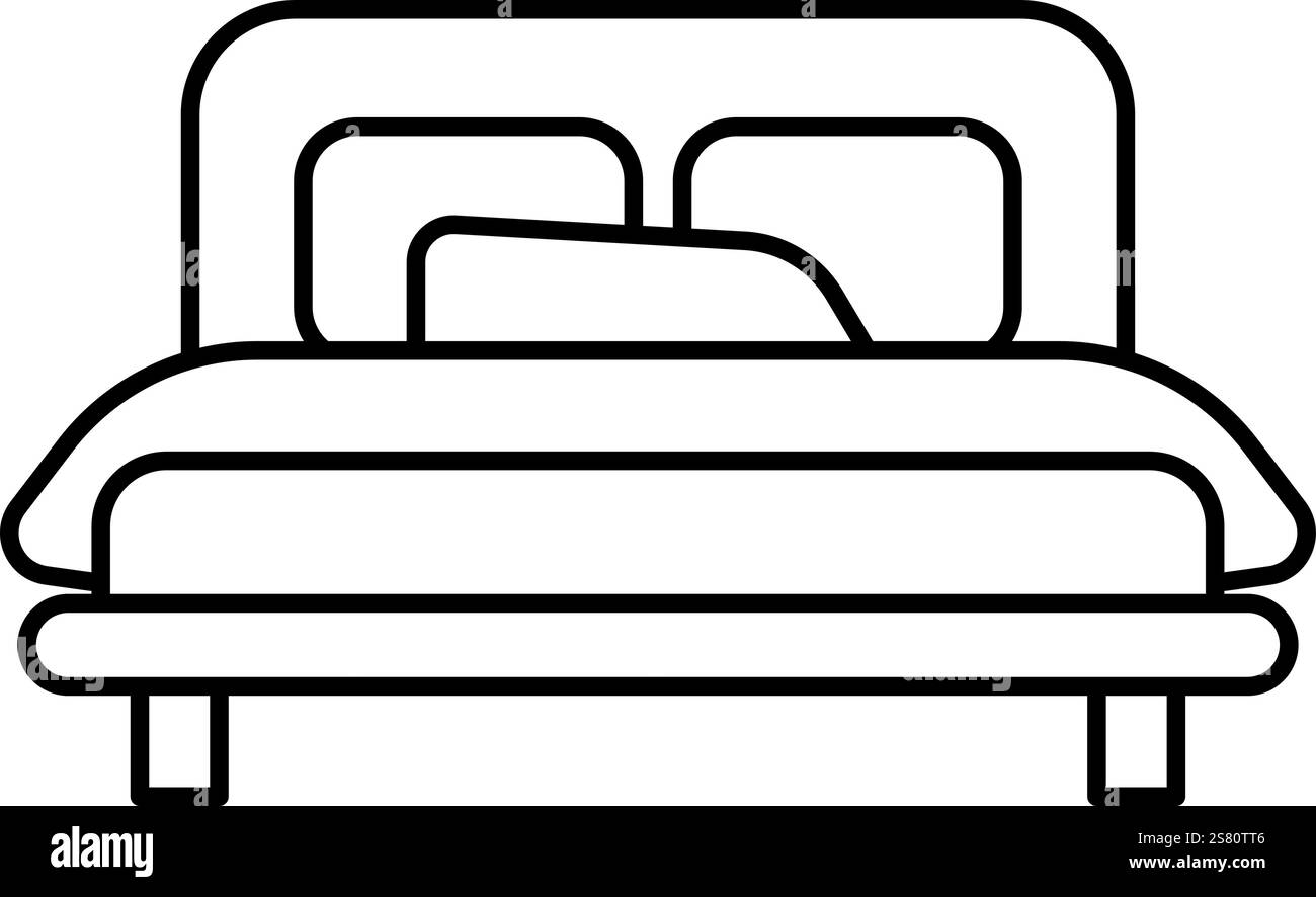 Un lit de dessin animé avec une couette et des oreillers Illustration de Vecteur