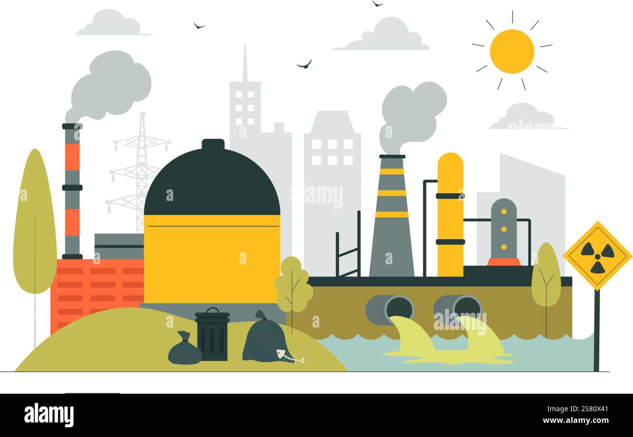 Pollution de l'eau illustration vectorielle représentant un désastre ...