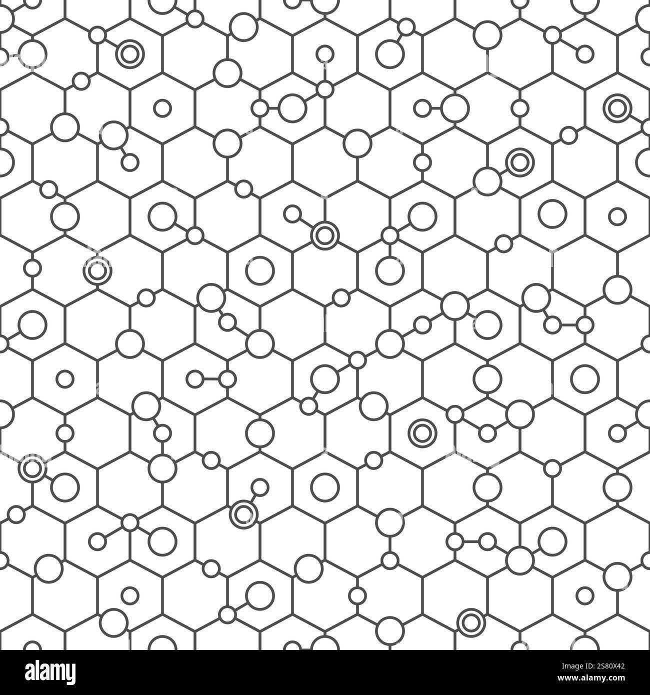 Modèle sans couture avec des formes géométriques, hexagone, cercle. Vecteur fond noir et blanc. Illustration de Vecteur
