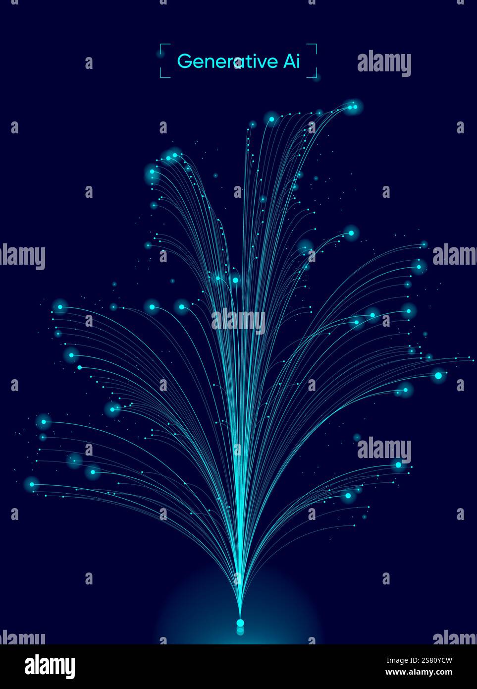 Illustration d'informations de flux abstraites. Générer une image, une vidéo à partir du concept d'invite. Big Data, technologie, IA, transfert de données, flux de données, générative Illustration de Vecteur