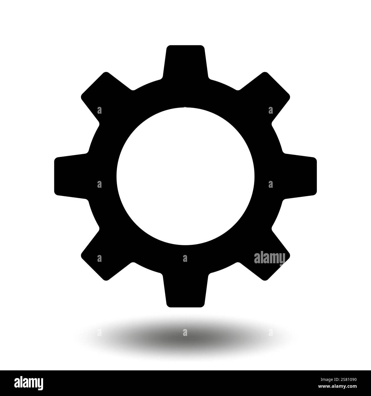 Icône d'engrenage noire. Icône de pignon de la machine. Conception plate. Symbole de signe de roue dentée de vecteur sur un fond blanc Illustration de Vecteur