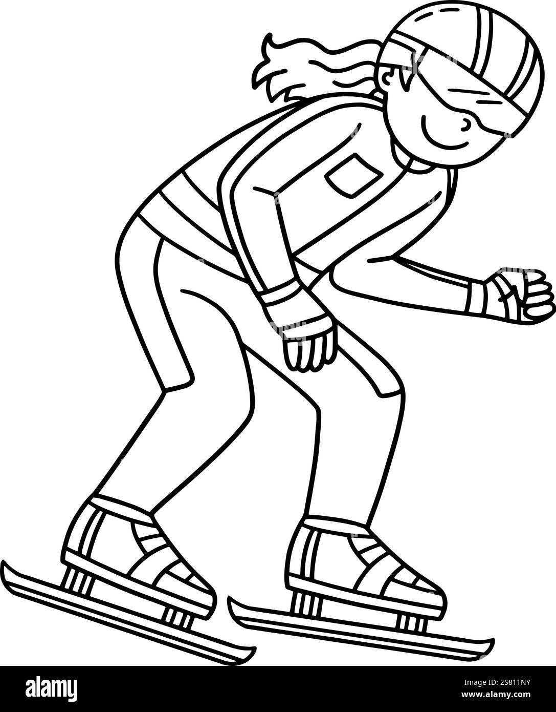 Patinage de vitesse femelle à la ligne de départ isolé Illustration de Vecteur