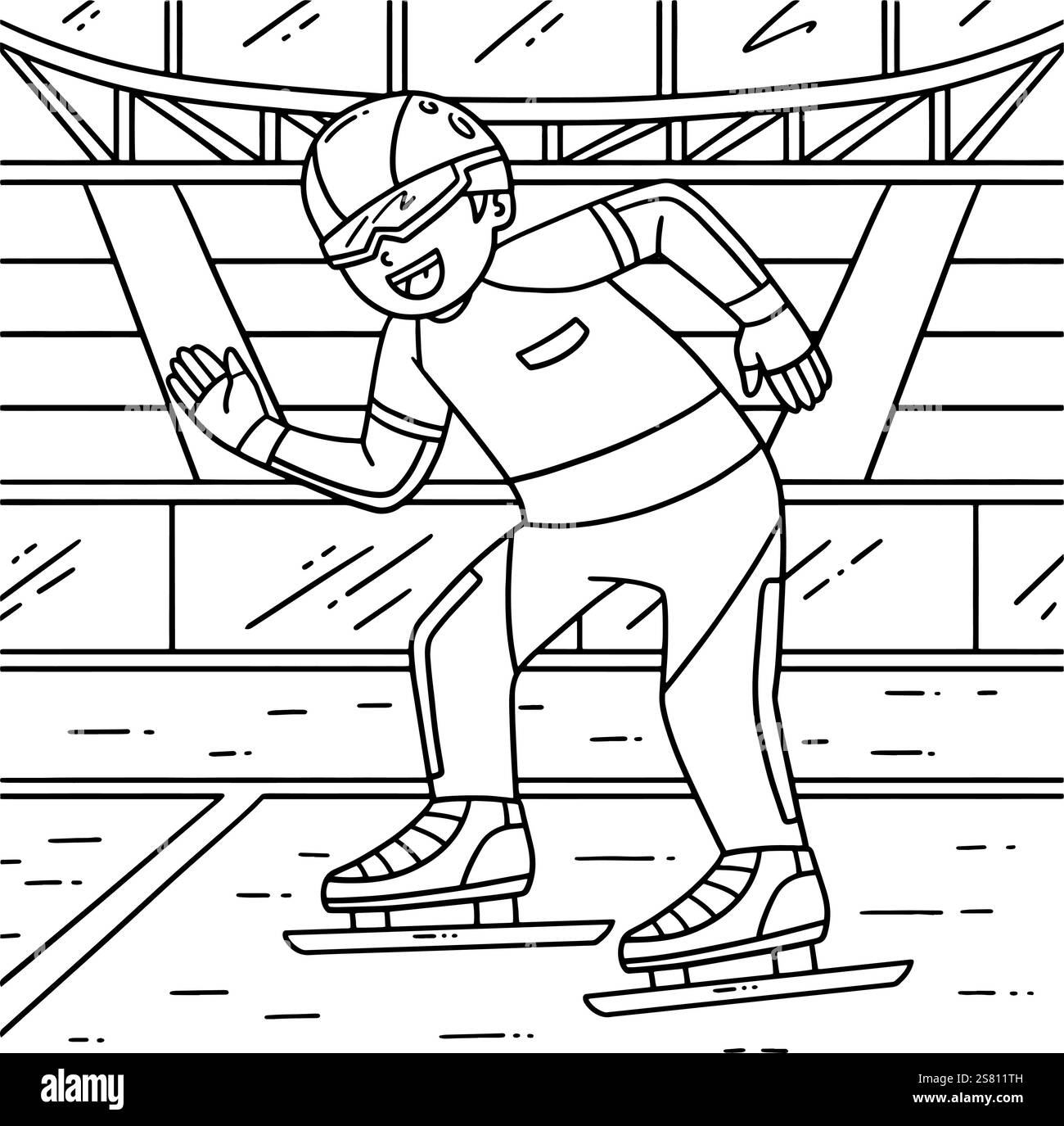 Patinage de vitesse masculin à la ligne de départ coloration Illustration de Vecteur