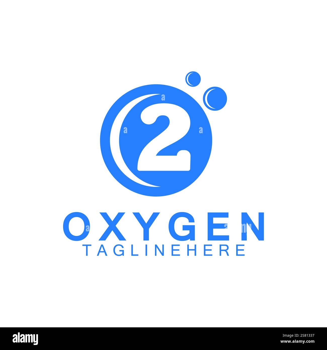 Design créatif et simple d'icône d'oxygène logo, o2, O initial et logo numéro 2 Illustration de Vecteur