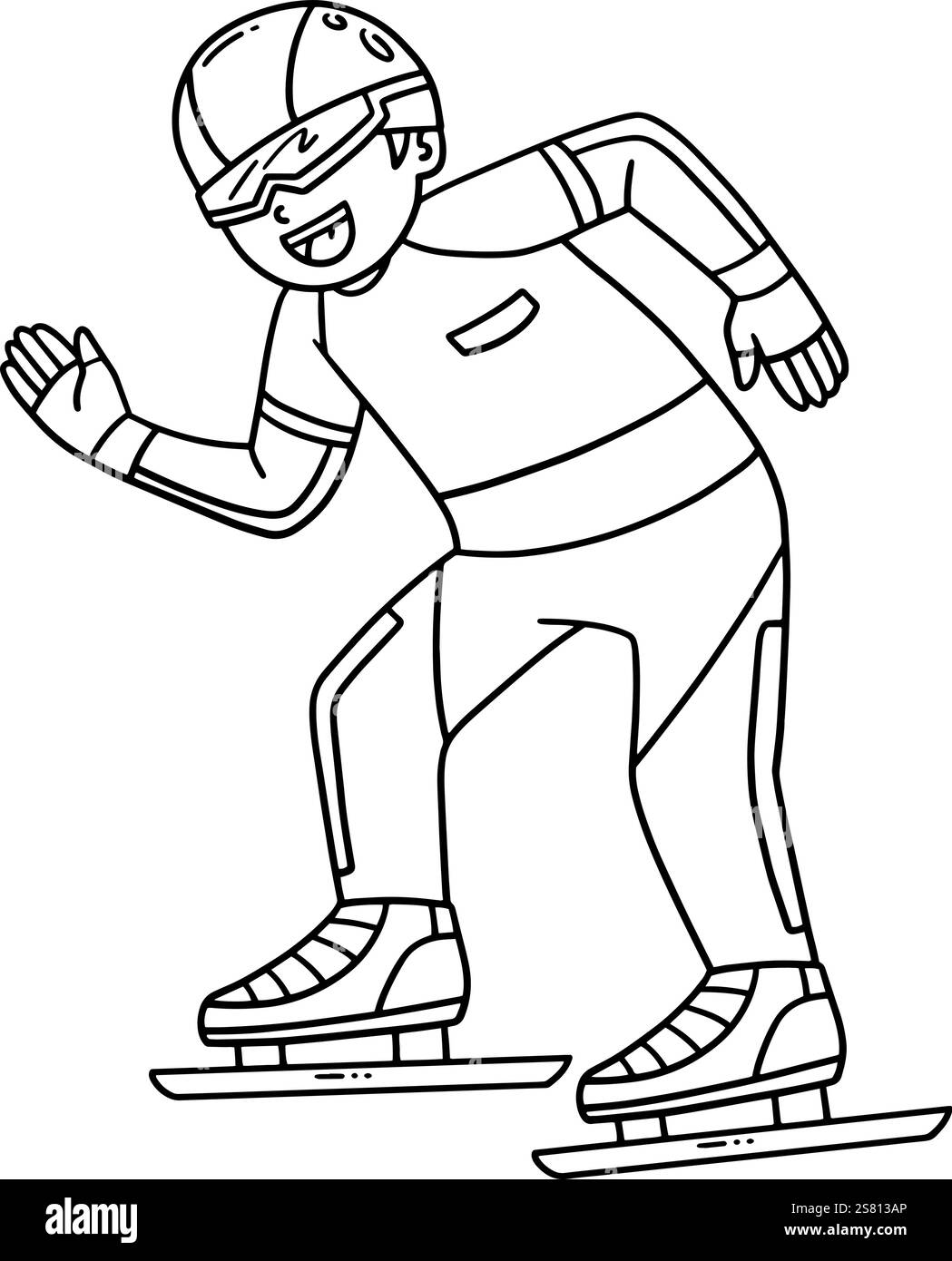 Patinage de vitesse mâle à la ligne de départ isolé Illustration de Vecteur