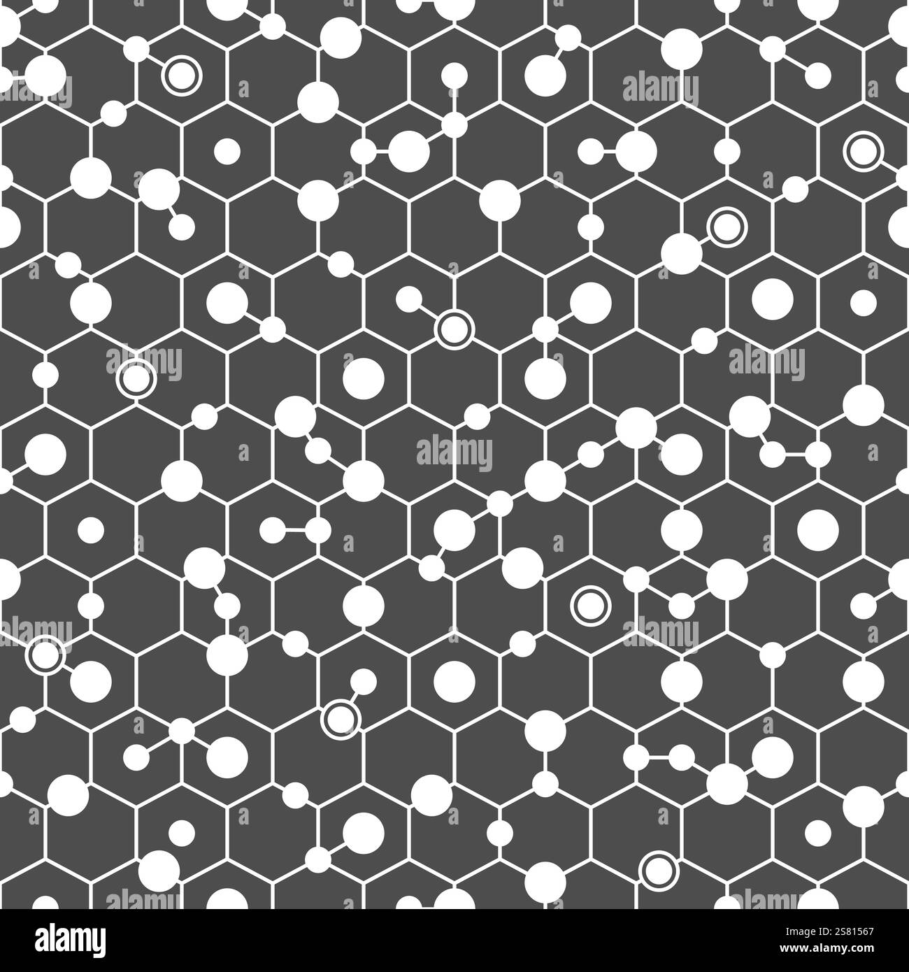 Modèle sans couture avec des formes géométriques, hexagone, cercle. Vecteur fond noir et blanc. Illustration de Vecteur