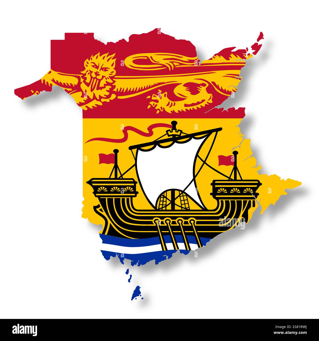 Carte du drapeau de la province du Nouveau-Brunswick Canada Banque D'Images