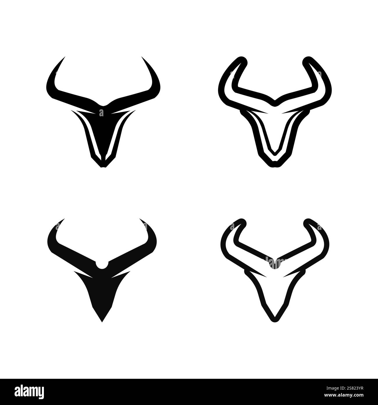 Logo de corne de taureau et icône de modèle de bison de vache APP Illustration de Vecteur