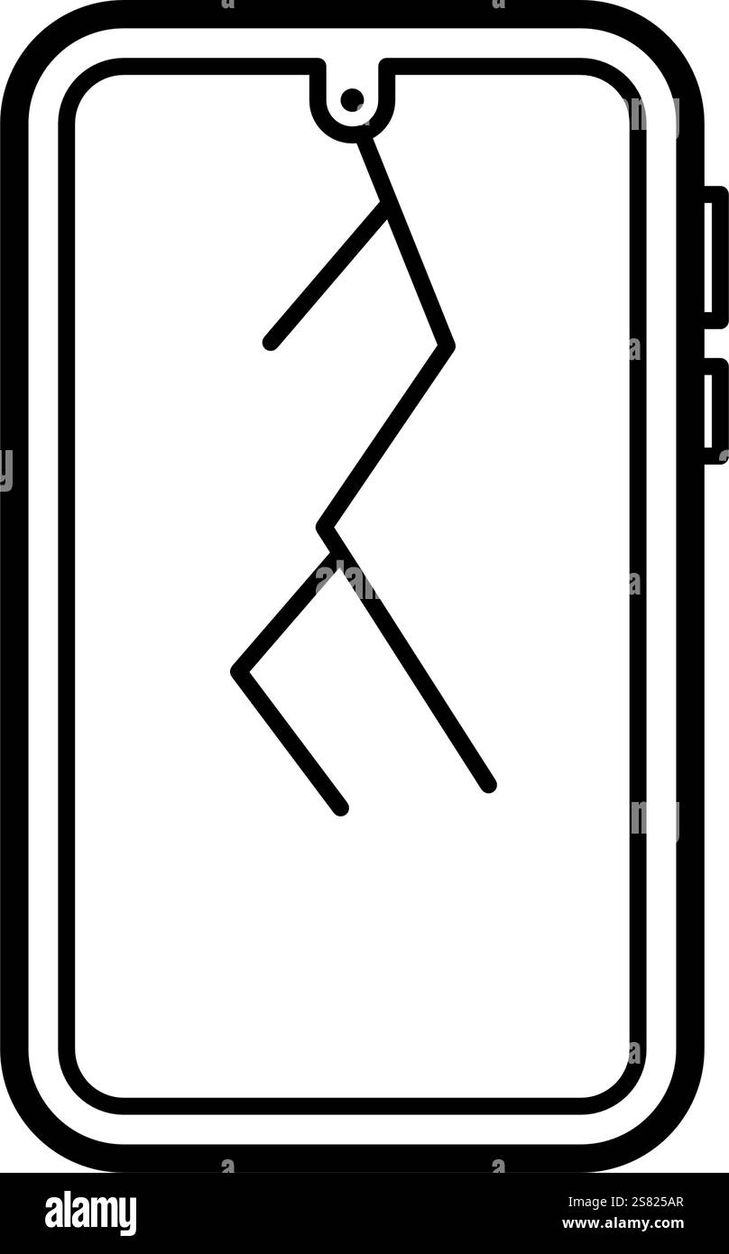 téléphone portable cassé, détruit - icône vectorielle Illustration de Vecteur