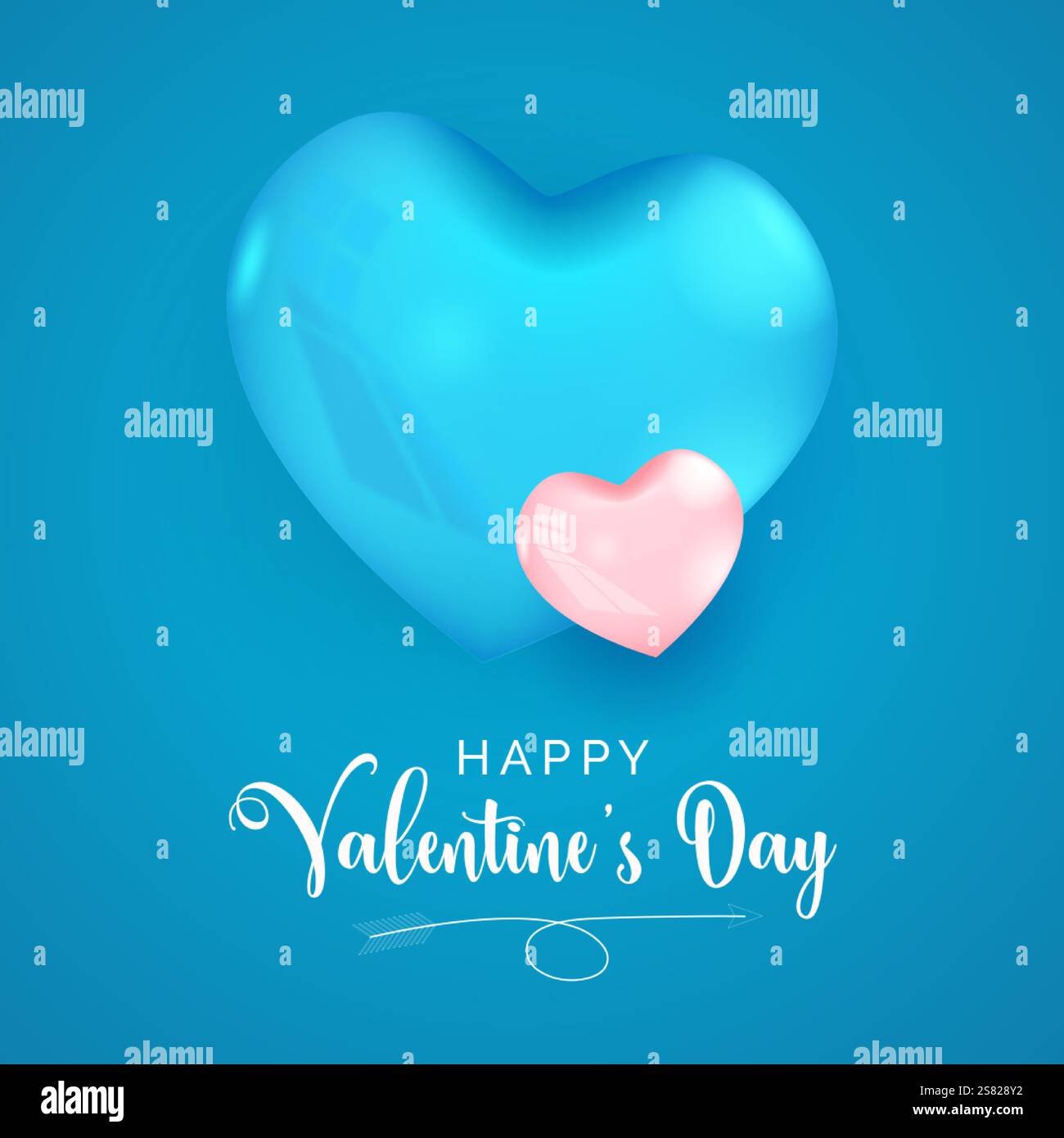 réaliste 3d saint-valentin médias sociaux post conception de fond bleu Illustration de Vecteur