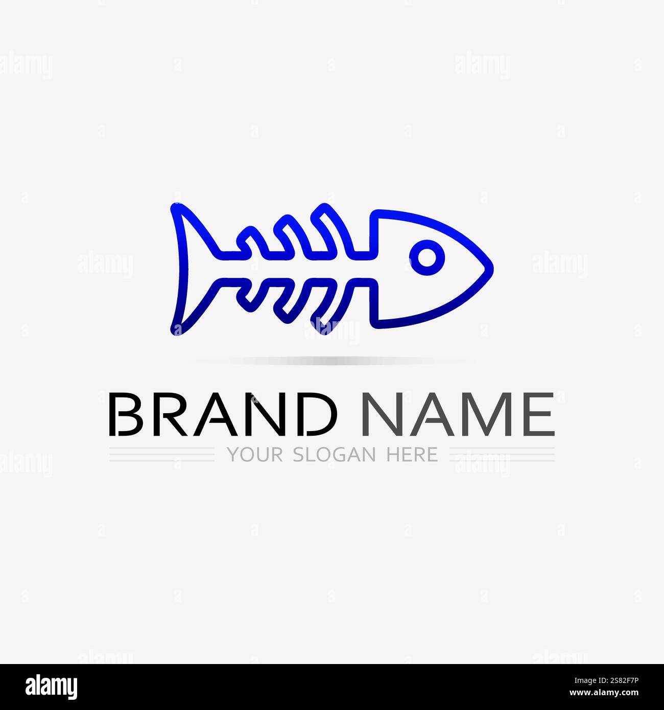 Modèle de logo de dessin d'icône de poisson abstrait, symbole de vecteur créatif du club de pêche ou de la boutique en ligne. Illustration de Vecteur