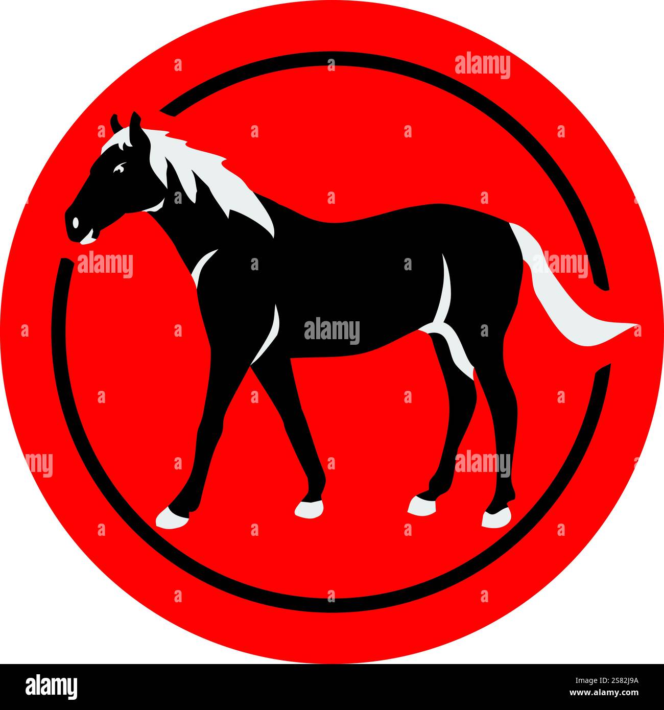 Signe zodiacal chinois cheval Illustration de Vecteur