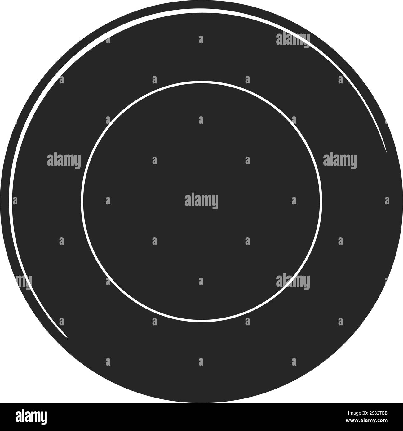 Vue de dessus d'une silhouette de vecteur de plaque de dîner ronde vide Illustration de Vecteur