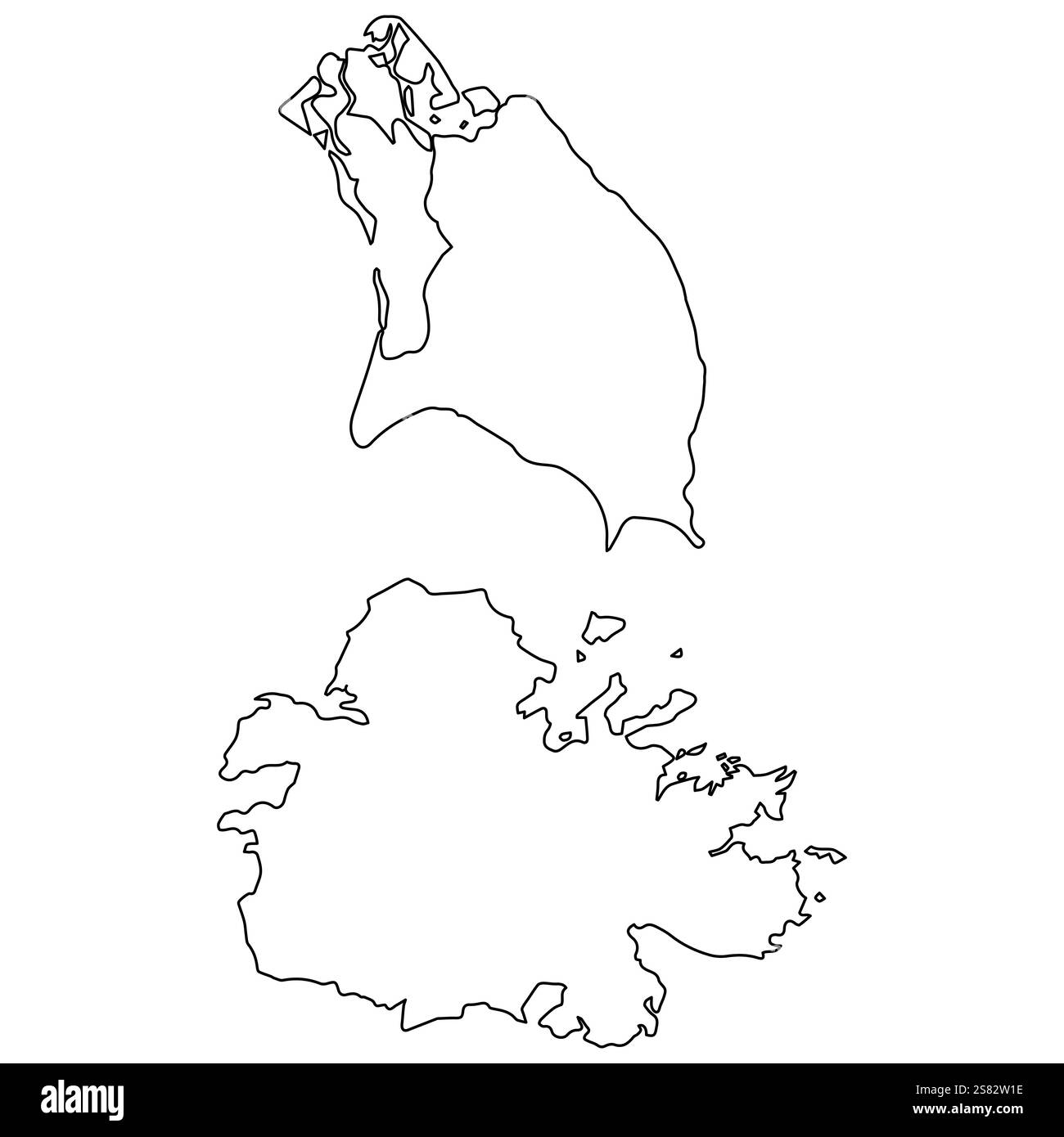 Contour frontière île Antigua-et-Barbuda, petites Antilles mer des Caraïbes Illustration de Vecteur