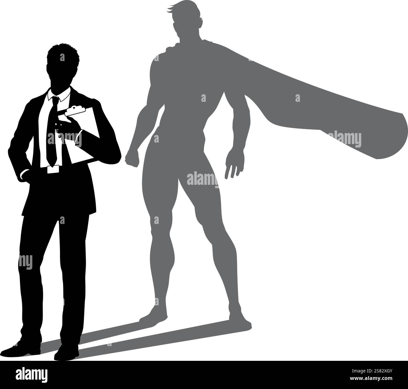Super héros Business Man avec Super Hero Shadow Illustration de Vecteur