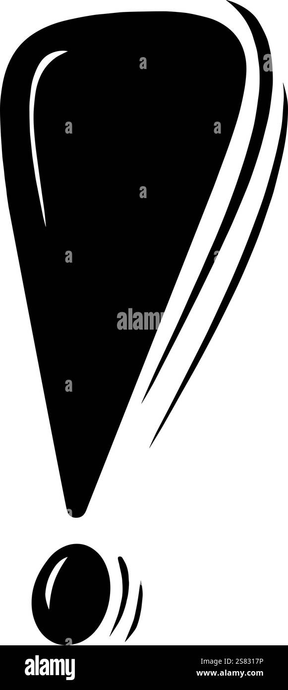 Point d'exclamation de dessin animé en noir Illustration de Vecteur