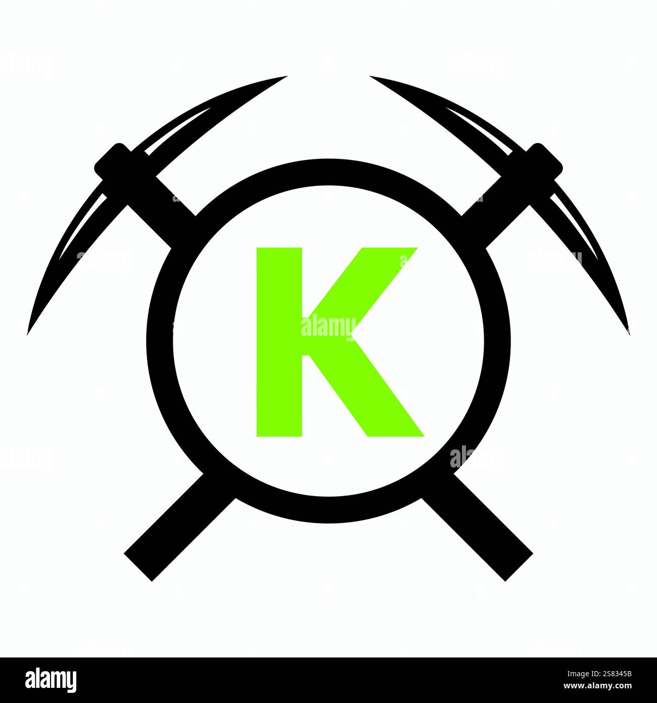 Lettre initiale K Mining logo combiner avec Pickaxe Symbol Vector Template Illustration de Vecteur