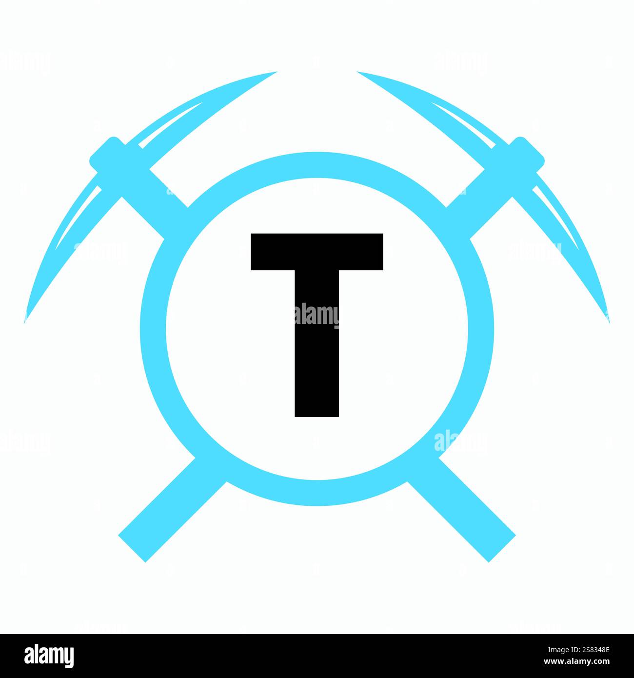 Lettre initiale T Mining logo combiner avec Pickaxe Symbol Vector Template Illustration de Vecteur