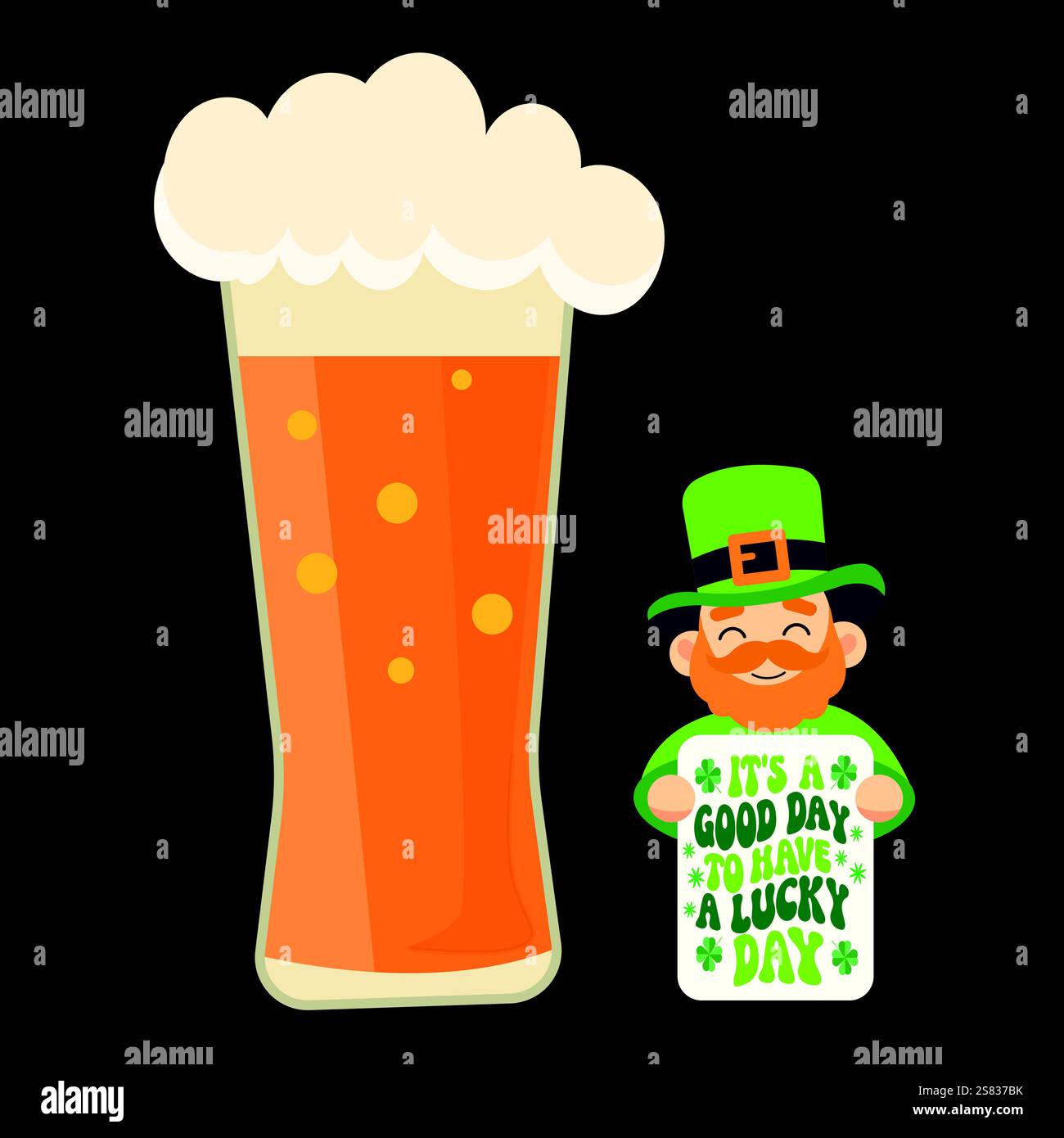Leprechaun avec de la bière. Illustration vectorielle pour Patrick's Day Illustration de Vecteur