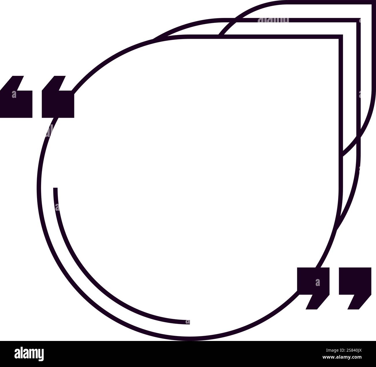 Le cadre rond minimaliste et moderne avec des guillemets est parfait pour mettre en évidence du texte, des citations ou des témoignages, ajoutant une touche de sophistication et Illustration de Vecteur