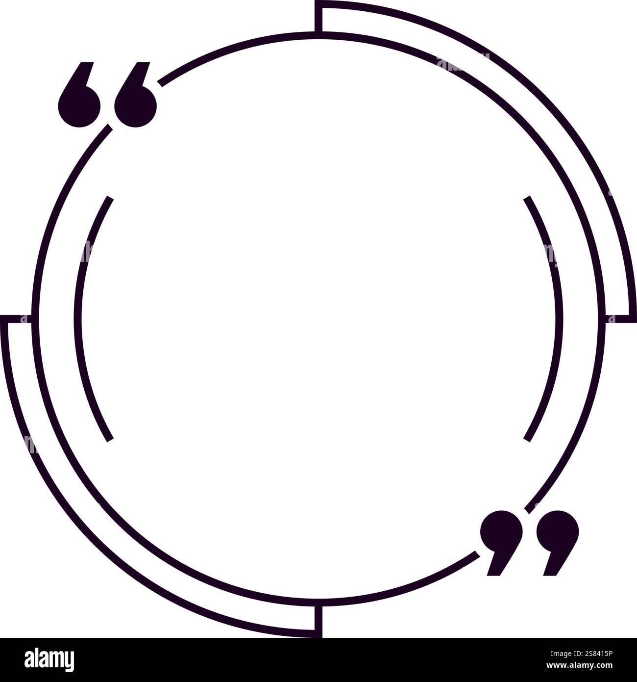Cadre de citation ronde avec des guillemets encadre l'espace vide pour le message d'inspiration, le texte, la phrase ou la citation, la promotion de la communication et Illustration de Vecteur