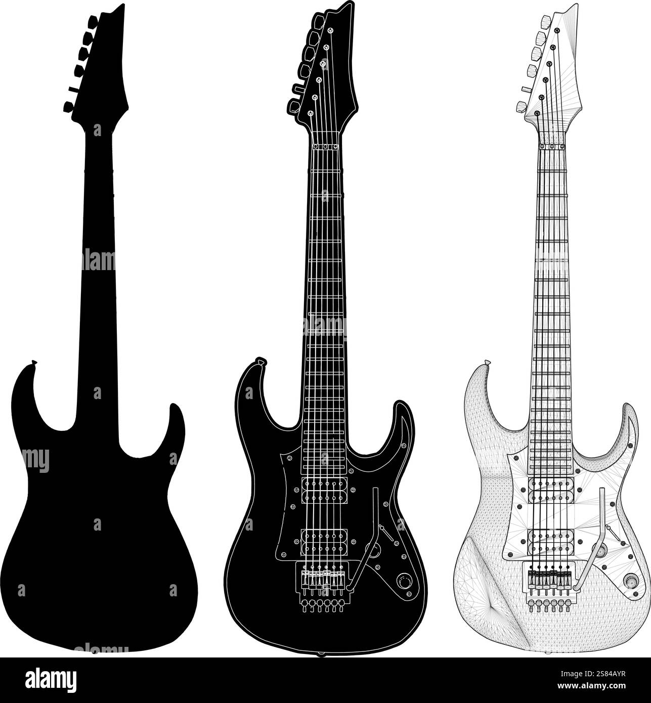 Vecteur de guitare électrique. Illustration de guitare sur le piédestal isolé sur fond blanc. Illustration de Vecteur