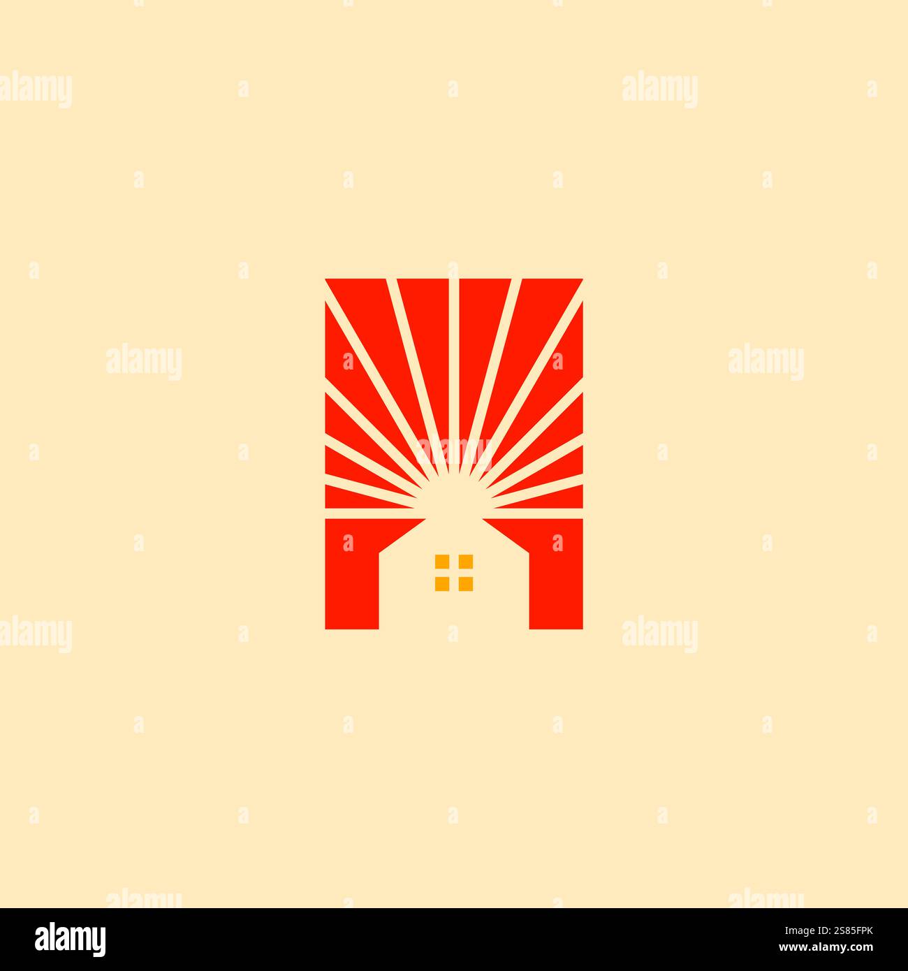 Design du logo Sun Home. Icône Sunshine Real Estate Illustration de Vecteur