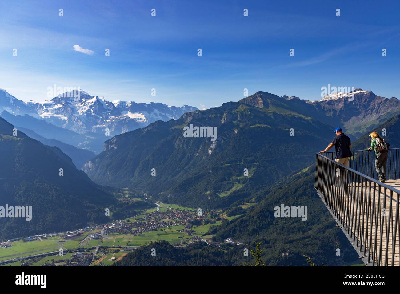 Vue de la montagne de la Jungfrau depuis Harder Kulm, Interlaken, région de la Jungfrau, Oberland bernois, Suisse Banque D'Images