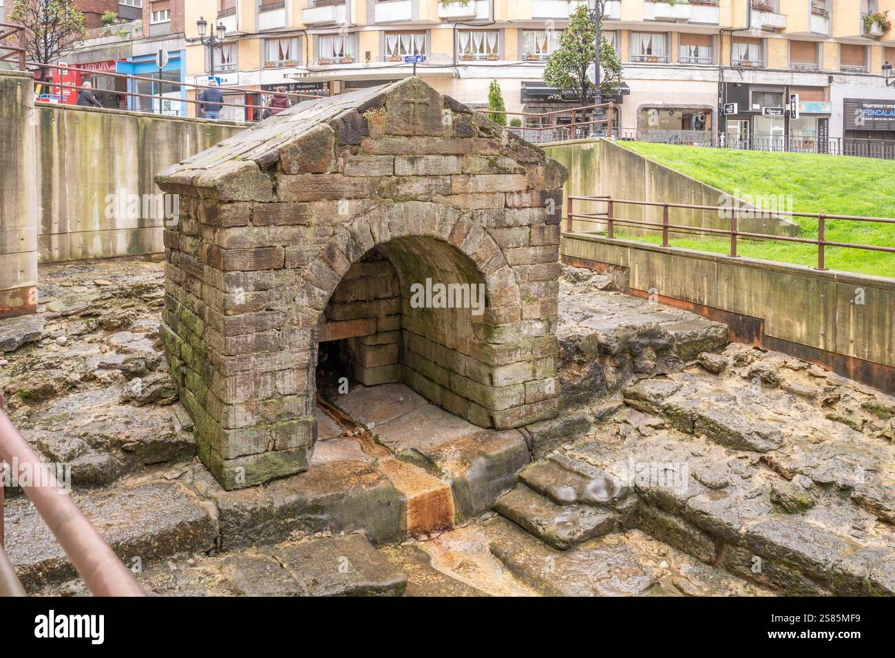 Fontaine de Foncalada, UNESCO, Oviedo, Asturies, Espagne Banque D'Images