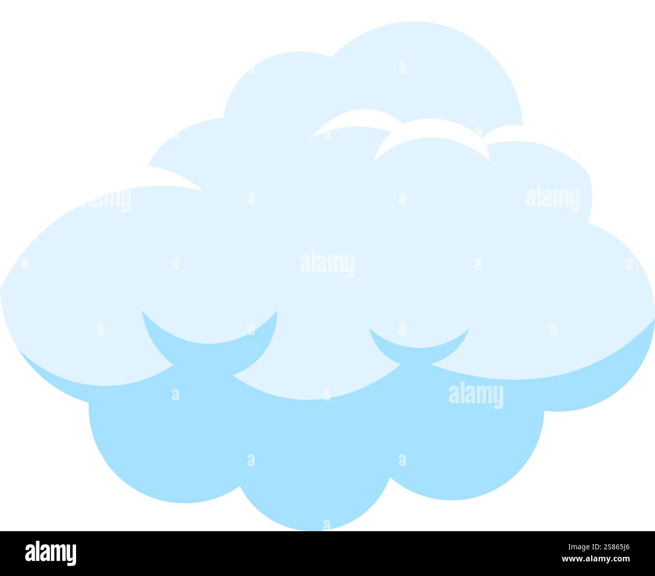 Illustration de dessin animé mettant en vedette un nuage bleu clair flottant doucement dans un ciel clair, symbolisant le beau temps, les rêves, et l'imagination débordante, évoquant Illustration de Vecteur