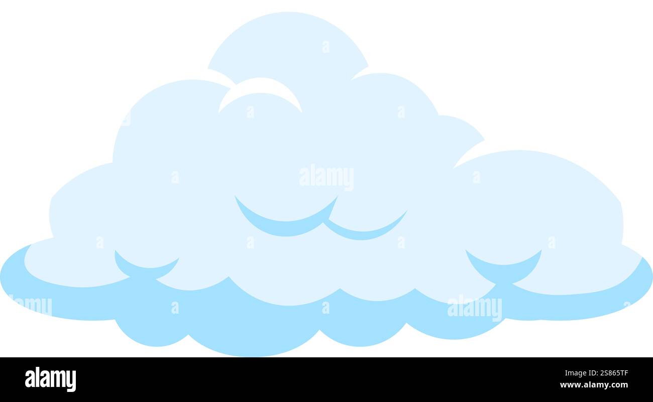 Illustration de bande dessinée avec un nuage bleu clair flottant doucement dans un ciel clair, symbolisant le beau temps, les rêves, et le Royaume sans limite de Illustration de Vecteur
