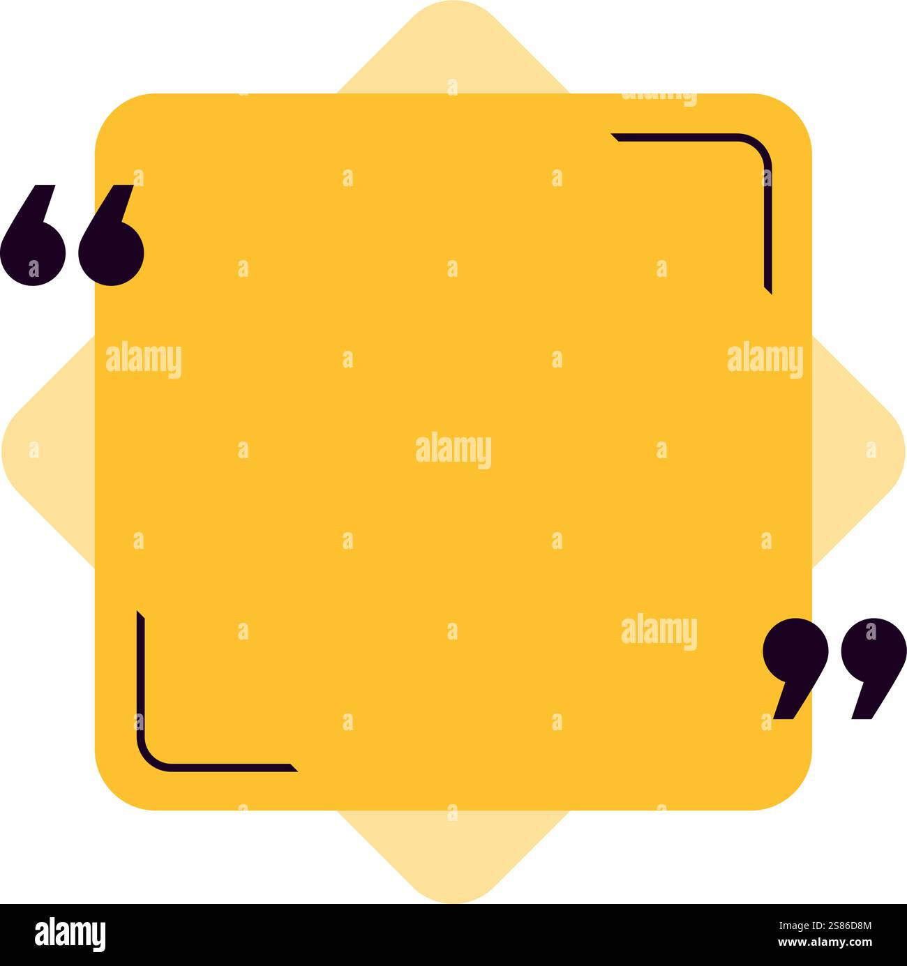 Boîte de citation jaune avec des guillemets invitant à écrire du texte sur un fond jaune clair, idéal pour les publications de médias sociaux ou les témoignages de sites Web Illustration de Vecteur