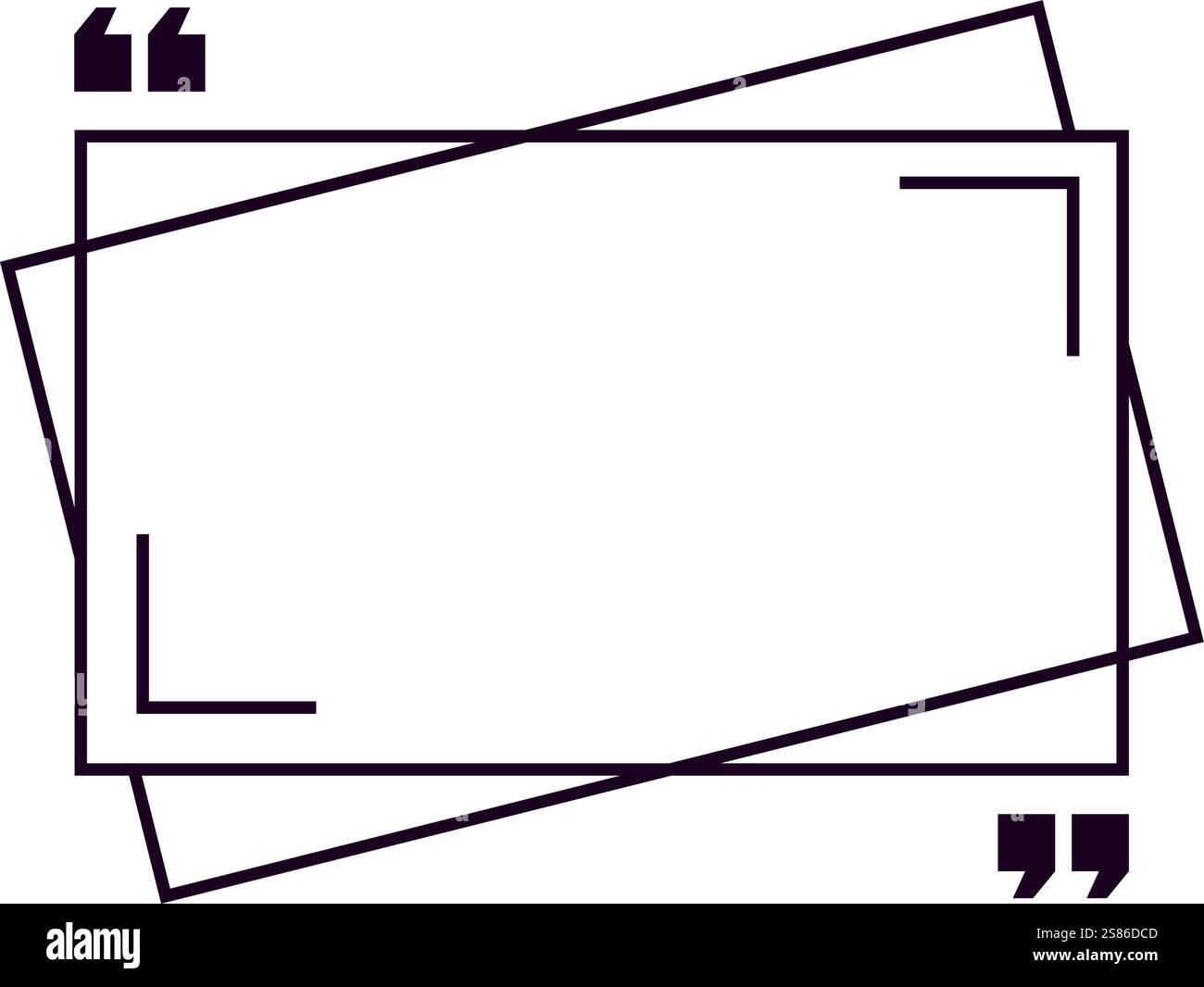 Cadre noir minimaliste avec doubles guillemets attend une citation inspirante et motivante, illustration vectorielle isolée sur fond blanc Illustration de Vecteur