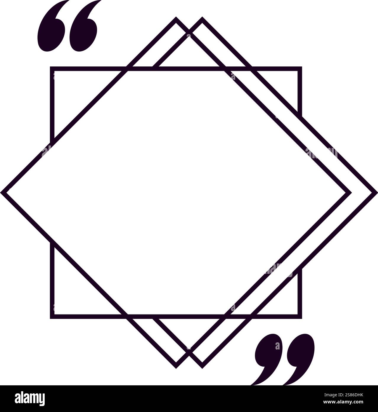 Le cadre double losange avec des guillemets attend un devis client, parfait pour les publications de médias sociaux, les sites Web, les blogs, les articles ou le marketing Illustration de Vecteur
